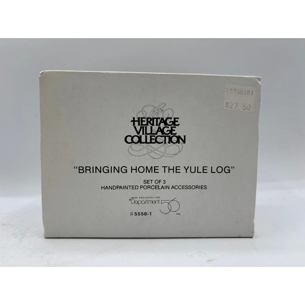 Department 56 1991 Vintage HVC Bringing Home the Yule Log Set of 3 5558-1 EUC